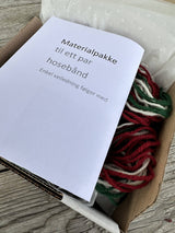 Materialpakke Hosebånd (vinrød, dyp grønn og natur)